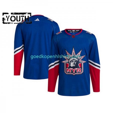 New York Rangers Blank Adidas 2022-2023 Reverse Retro Blauw Authentic Shirt - Kinderen